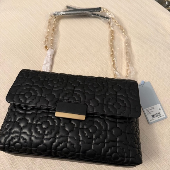 ANTONIO MELANI Black Floral Quilted Shoulder Bag